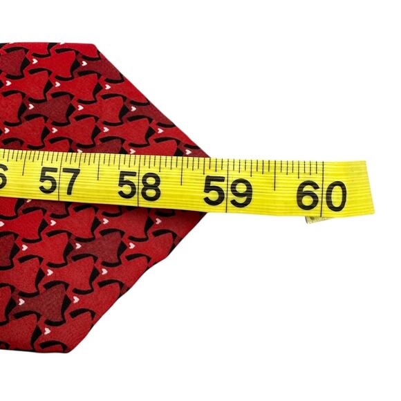 Wolf Mark Vintage Dress Tie 100% Silk Red Dress Heart Pattern 59" 4" - Picture 8 of 9